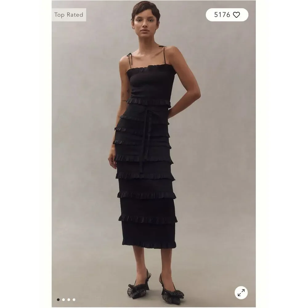 V. Chapman The Lily Midi-Length Dress Sleeveless in Black Size 10 NWT - Picture 5 of 15